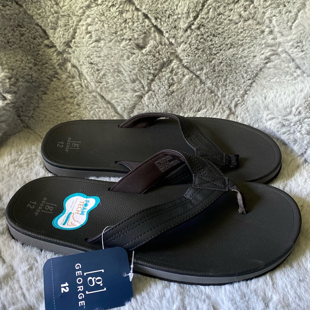George Black Sandals with Padded Straps Foam Tech Mens Size 12 New
